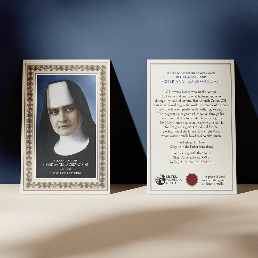 Decorative Sister Annella Prayer Card with Relic (Printed)