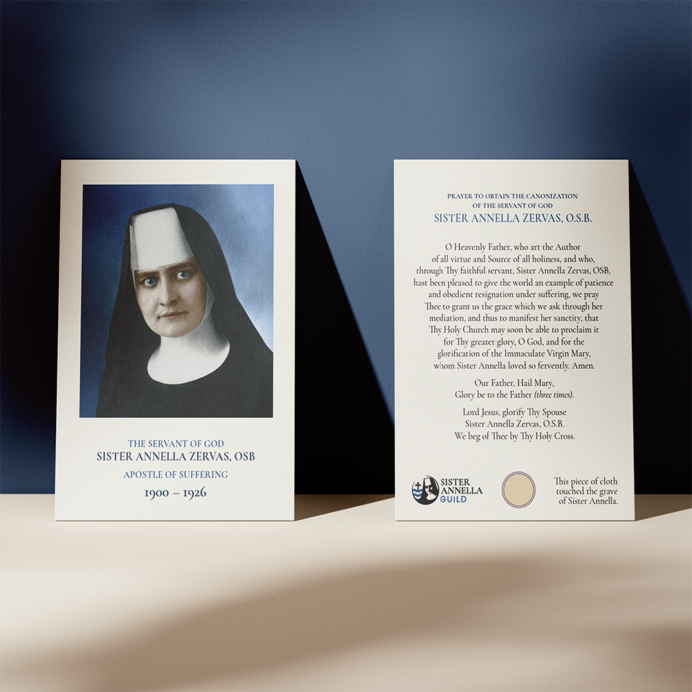 Simple Sister Annella Prayer Card with Relic (Printed)